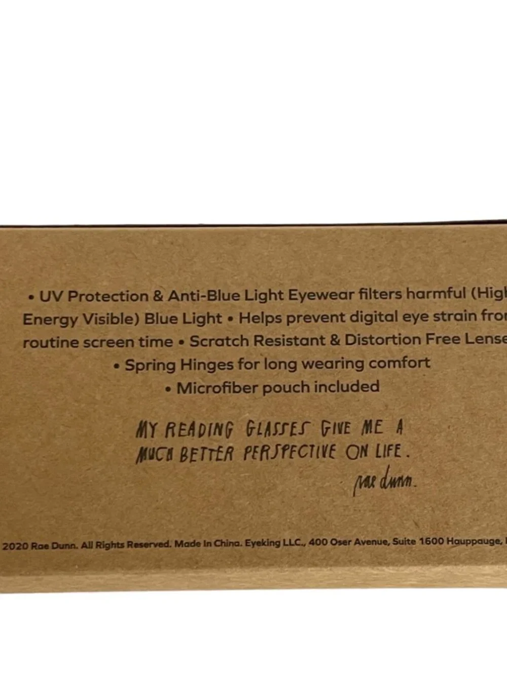 Rae Dunn Premium Blue Light Blocking Glasses 0.00 With Microfiber Pouch